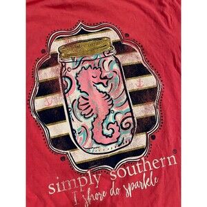 Simply Southern SeaHorse Shirt Pink small distressed